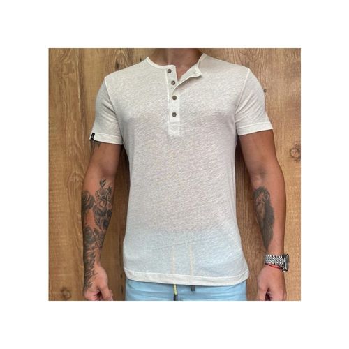 Camiseta Masculina Henley Manga Curta New Old Viscolinho