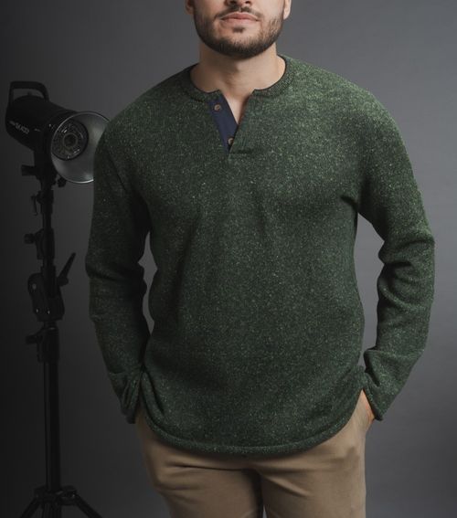 Tricot Henley New Old Irland Verde Militar