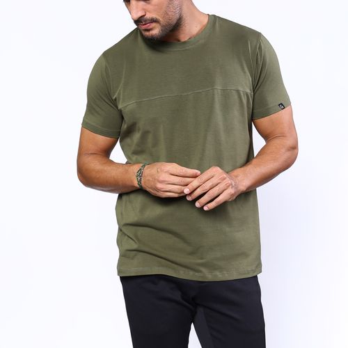 Camiseta New Old Gola Careca Recorte Verde Militar
