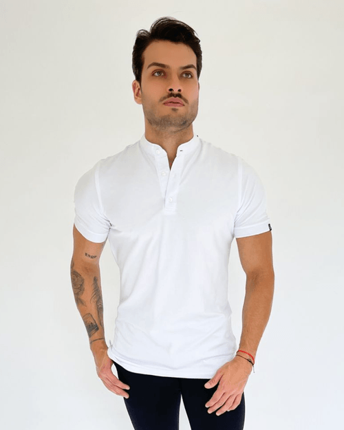 Camiseta Masculina New Old Gola Mao Pima Branco