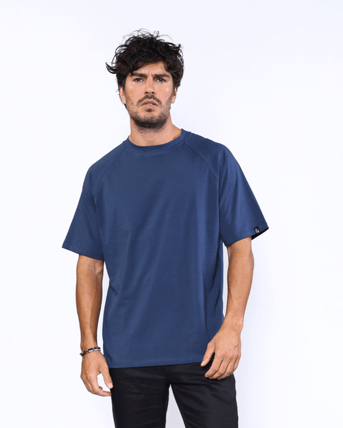 Camiseta Masculina Raglan Over New Old Azul Marinho
