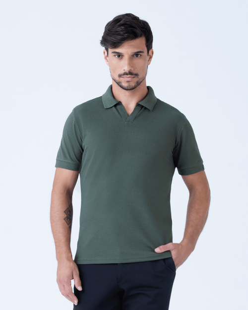 Polo Masculina New Old Gola V Piquet Copenhague Verde Militar