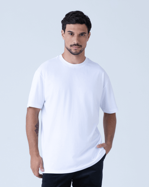 Camiseta Masculina New Old Over Gola Careca Manhattan Branca