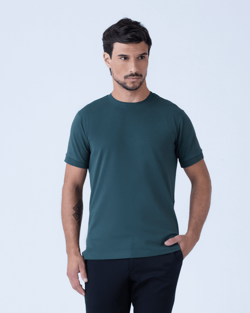 Camiseta Masculina New Old Gola Careca KB Piquet Pima Verde Militar