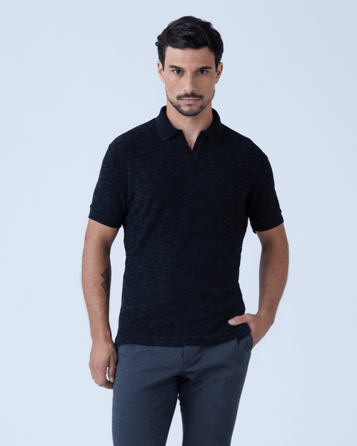 Camiseta Masculina New Old Polo Milan Texturizada Preto