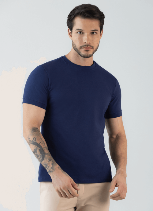 Camiseta Masculina Cotton Barcelona Marinho