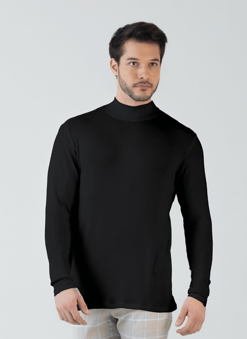 Blusa Masculina Gola Alta Viena Preta