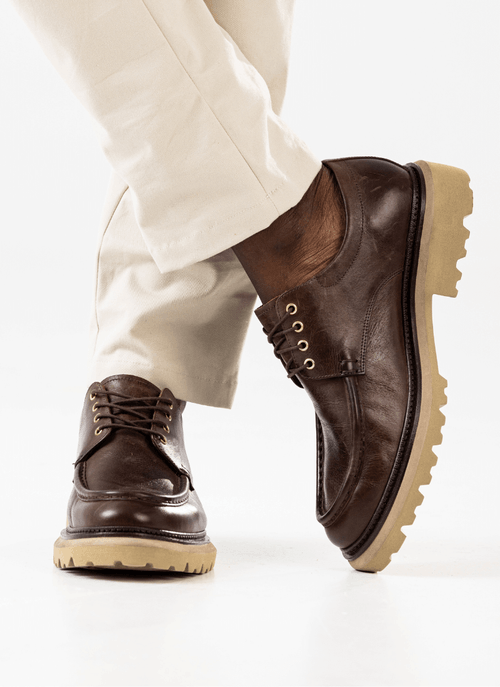 Sapato Masculino Derby Tratorado Café