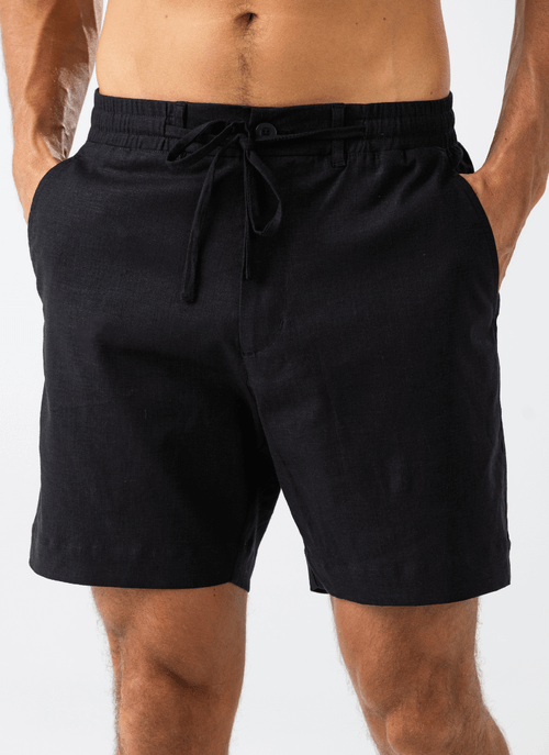 Shorts Masculino Linho Menorca Preto