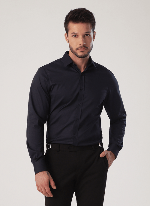 Camisa Masculina Social Manga Longa New Old Marinho