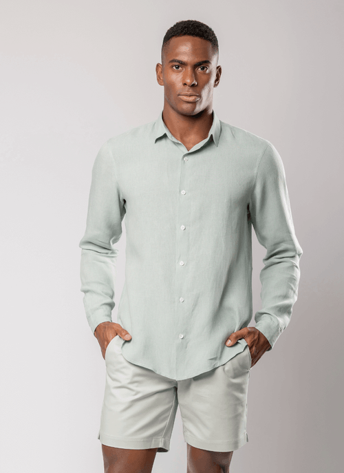 Camisa Masculina Linho Manga Longa New Old Verde