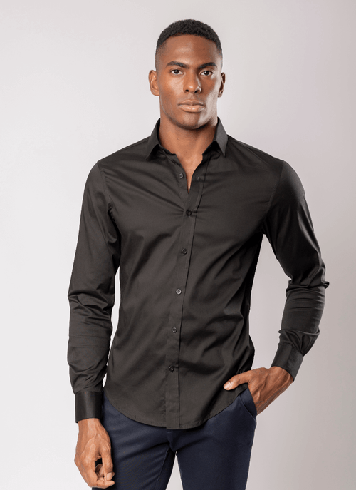 Camisa Masculina Social Manga Longa New Old Preto