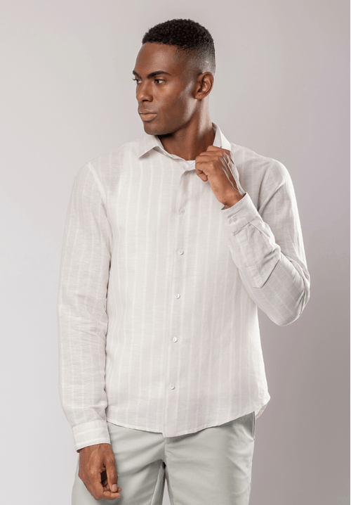 Camisa Masculina Momentum Listras Cinza