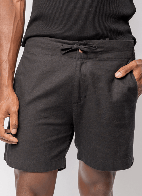 Shorts Masculino Alfaiataria Mediterraneo Preto