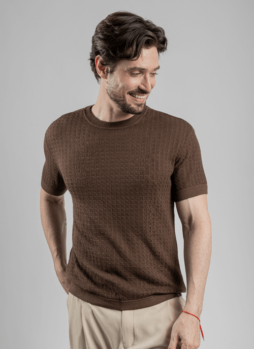 Camiseta Masculina Tricot Groove Marrom