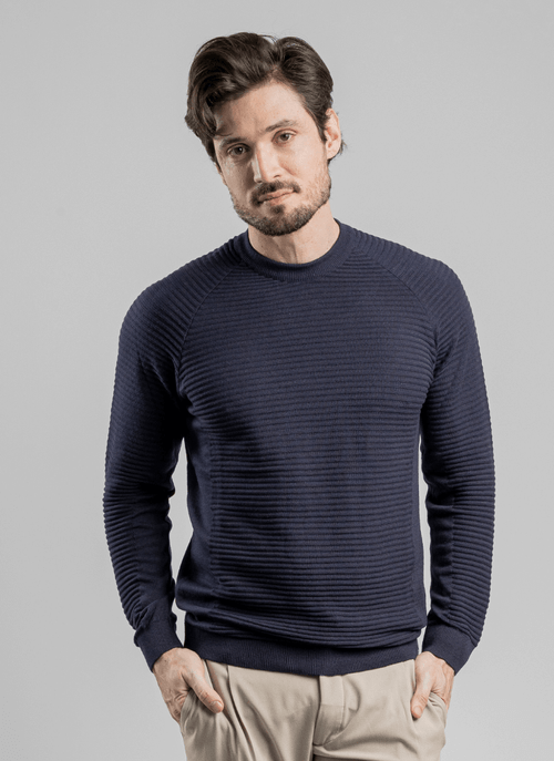 Blusa Masculina Tricot Stripe Marinho