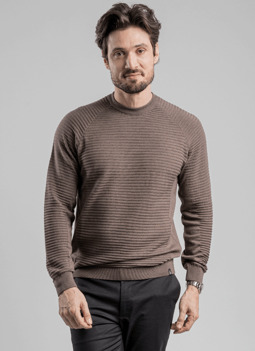 Blusa Masculina Tricot Stripe Marrom