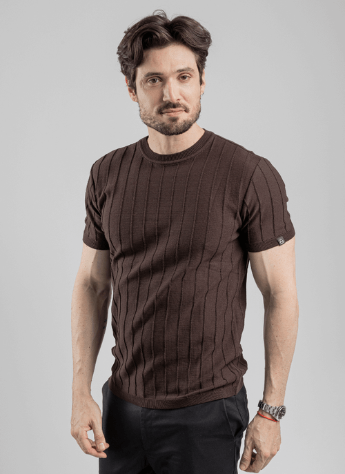 Camiseta Tricot Masculina Trace Marrom