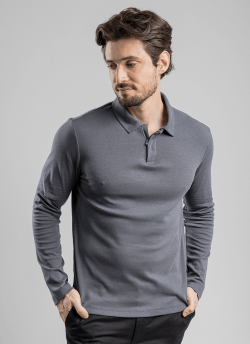 Camiseta Polo Masculina ML Versatile Cinza
