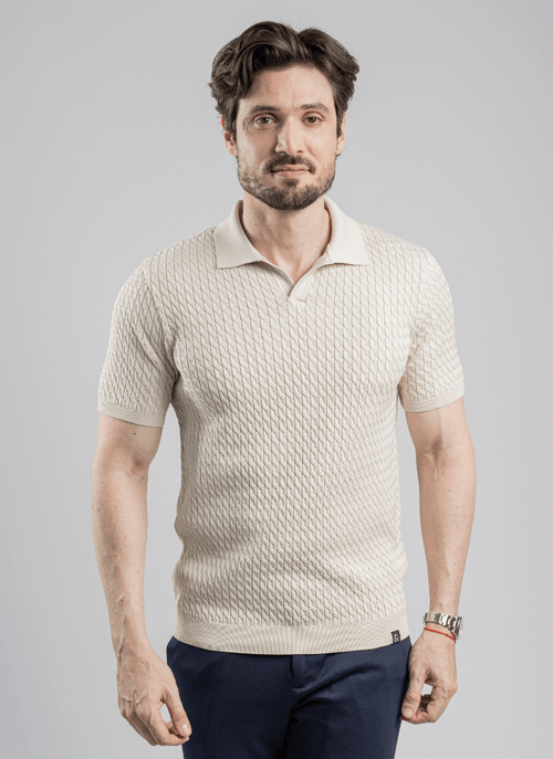 Camiseta Polo Masculina Tricot Track Areia