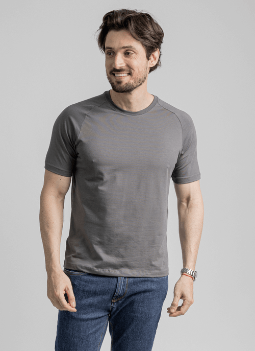 Camiseta Masculina Raglan Pima Balance Chumbo