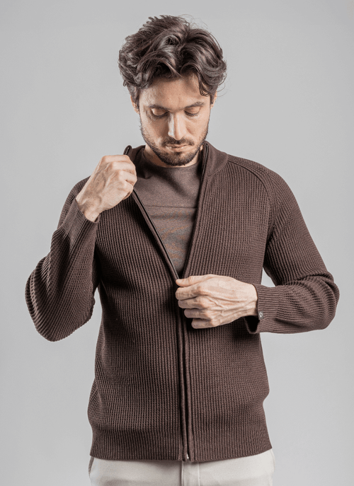 Tricô Masculino Gola Alta Rise Marrom