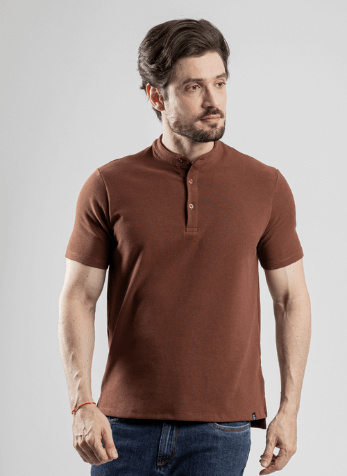 Camiseta Masculina Gola Mao Beat Marrom