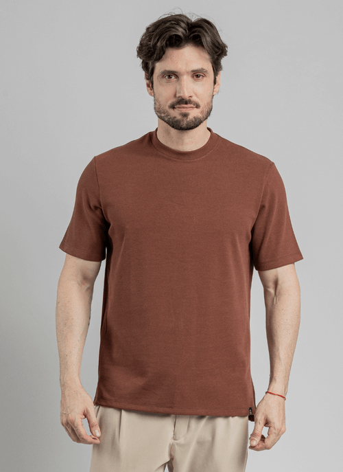 Camiseta Masculina Gola Média Dusk Marrom