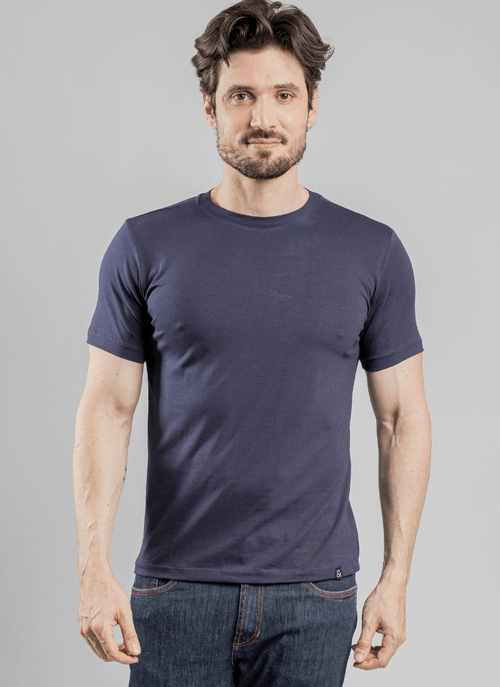 Camiseta Gola Careca Pima Touch Azul Marinho