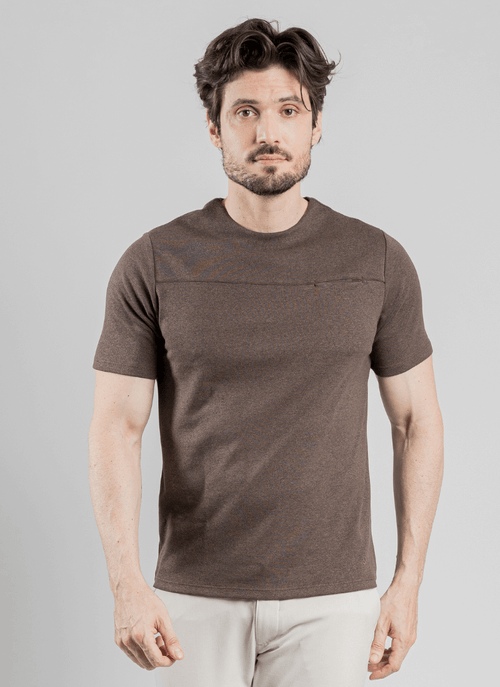 Camiseta Masculina Bolso Suedine Fuel Marrom