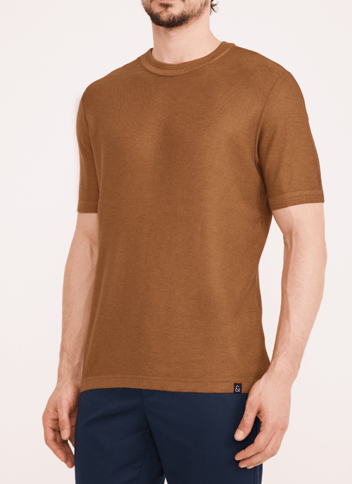 Camiseta Masculina Tricot Piquet Caramelo