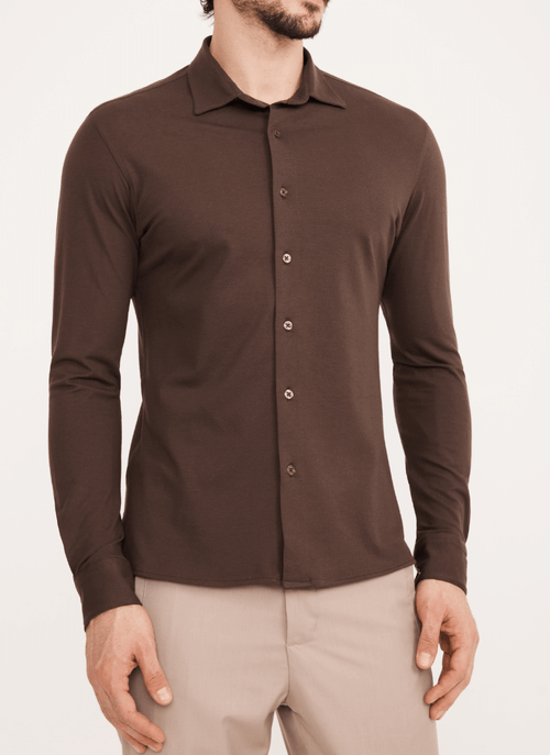 Camisa Masculina Piquet Pima Marrom