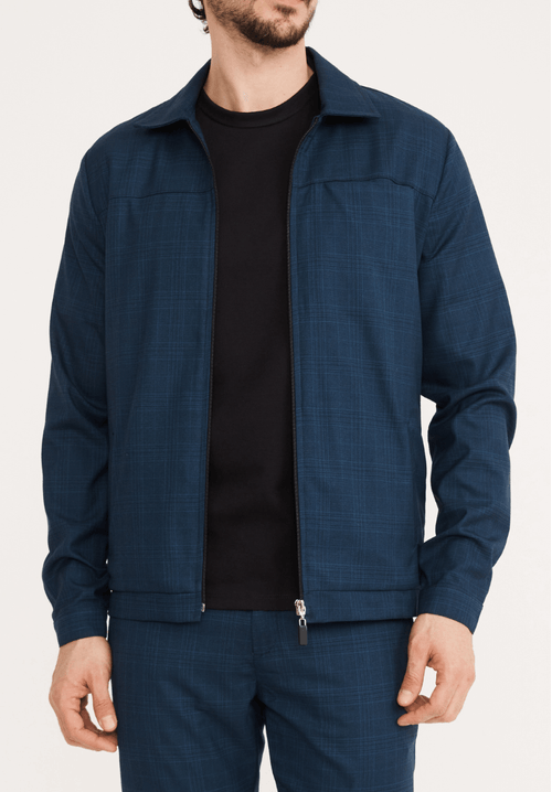 Jaqueta Masculina Alfaiataria Xadrez Marinho
