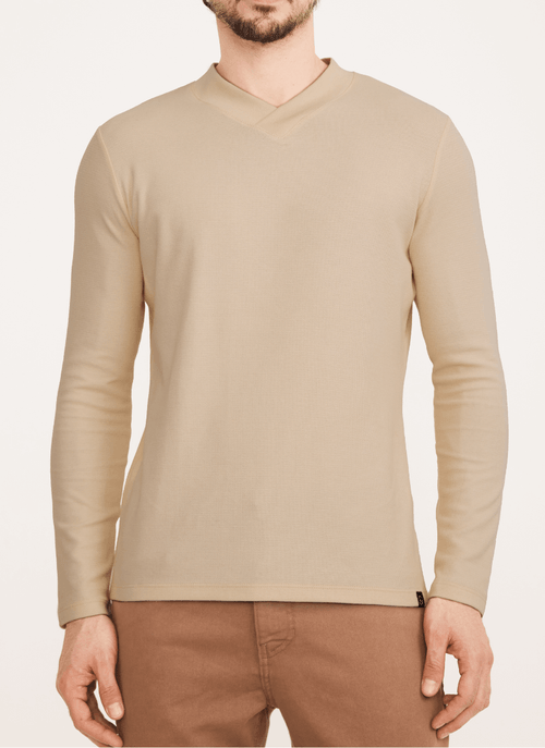 Blusa Masculina Gola V Pace Bege