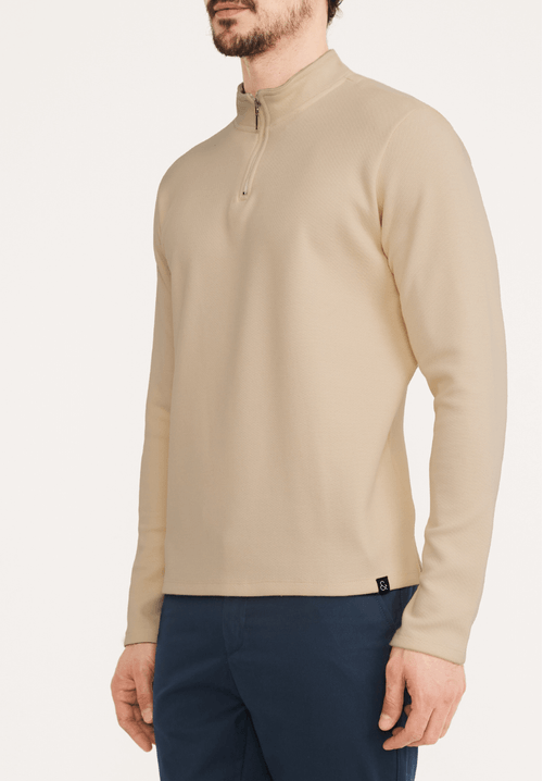 Blusa Masculina Gola Zíper Pulse Bege