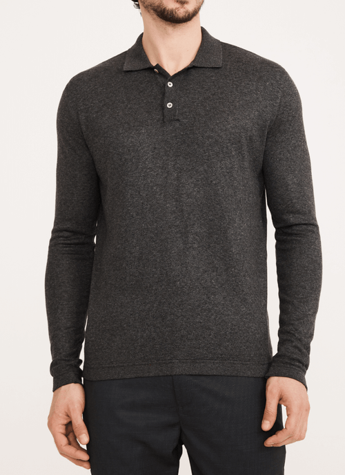 Camiseta Polo Masculina ML Tricot Vibe Chumbo