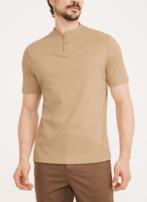 Camiseta Masculina Gola Meio Alta Elevate Bege