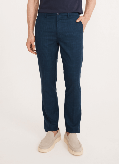 Calça Masculina Alfaiataria Xadrez Marinho