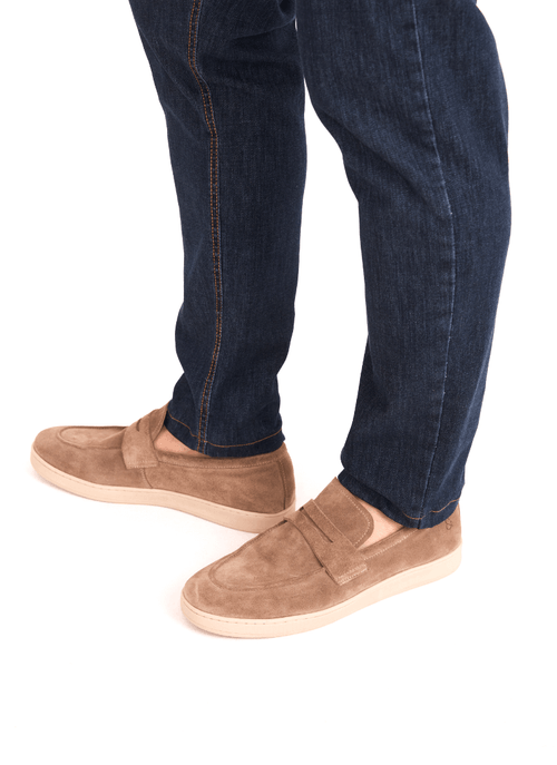 Mocassim Loafer Masculino Camurça Taupe