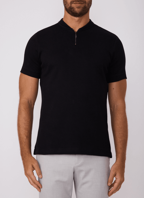 Camiseta Masculina Gola Zíper Preta