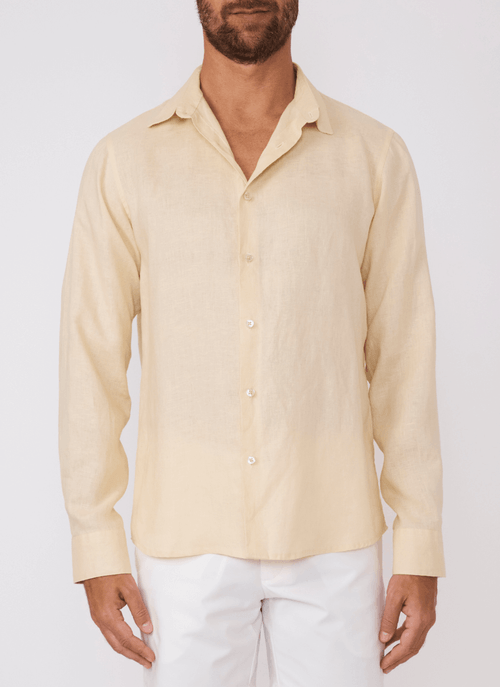 Camisa Masculina Linho Amarela