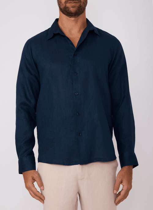 Camisa Masculina Linho Marinho