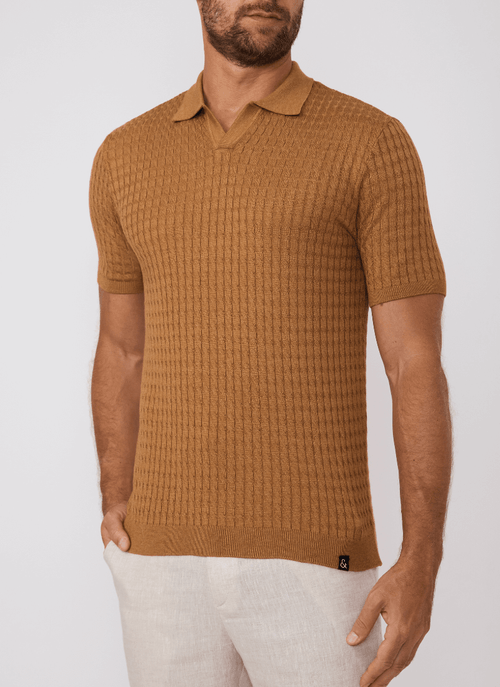 Camiseta Polo Masculina Tricot New Track Caramelo