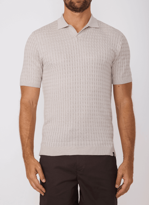 Camiseta Polo Masculina Tricot New Track Off White