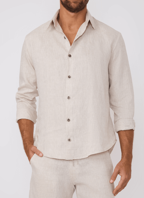 Camisa Masculina Linho Essential Bege