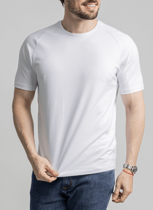 Camiseta Masculina Raglan Pima Balance Branca