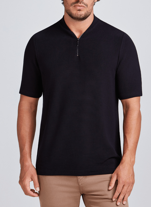 Camiseta Masculina Gola Ziper New Turim Preta