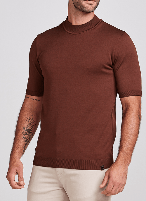 Camiseta Masculina Manga Média Tricot Viena Café